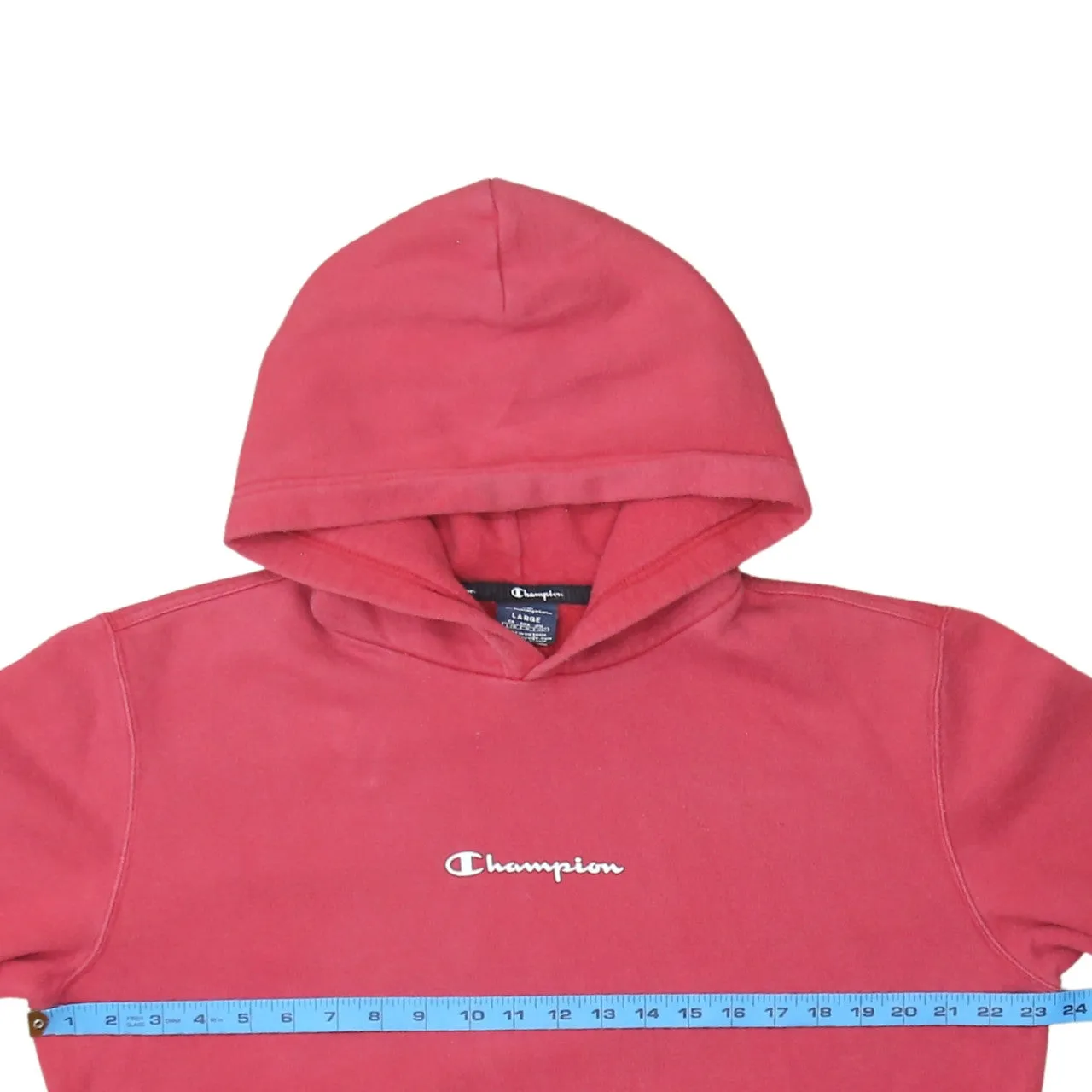 Champion Faded Red Hoodie Women’s Large Embroidered Chest Logo Front Pocket Pullover Sweatshirt sold by Vintage Club product image thumbnail 5