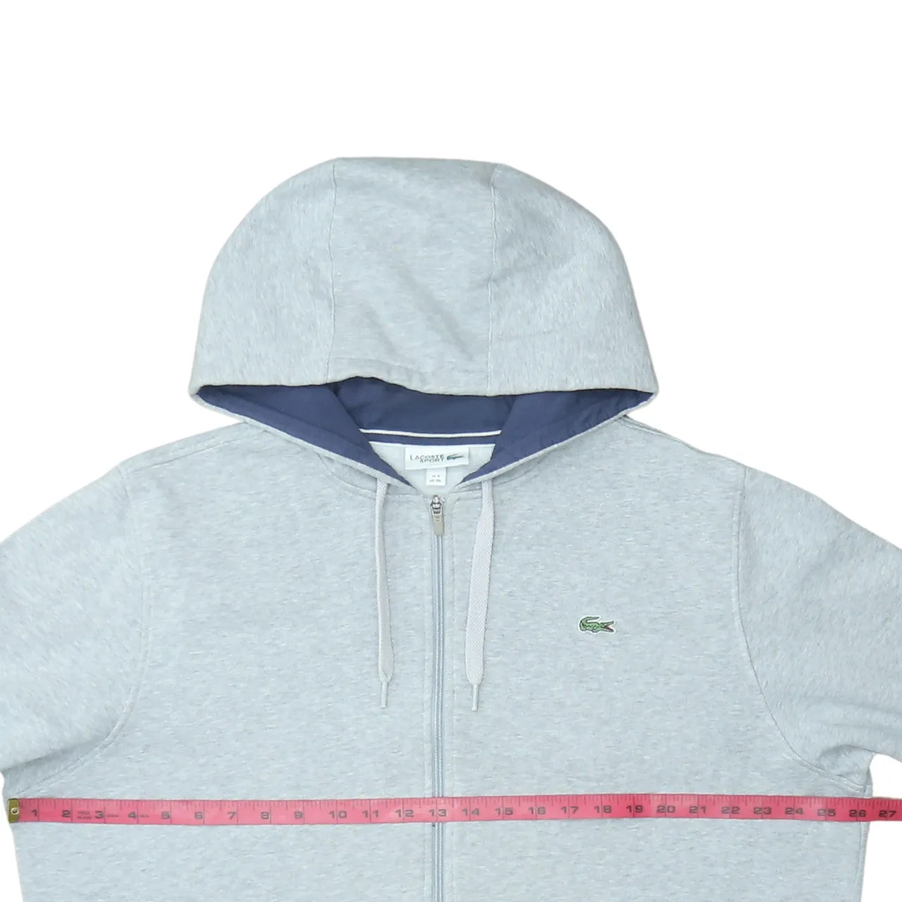Lacoste Light Grey Full Zip Hoodie Women’s 3XL Embroidered Croc Logo Split Pockets Sweatshirt sold by Vintage Club product image thumbnail 5
