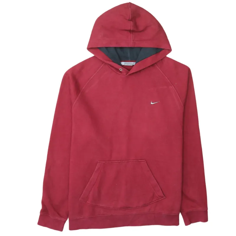 Nike Burgundy Red Hoodie Men’s XLarge Embroidered Swoosh Front Pocket Pullover Sweatshirt sold by Vintage Club