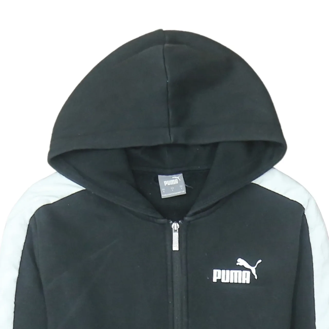 Puma Black Full Zip Hoodie Men’s Small White Sleeve Stripes Printed Chest Logo Sweatshirt sold by Vintage Club product image thumbnail 3