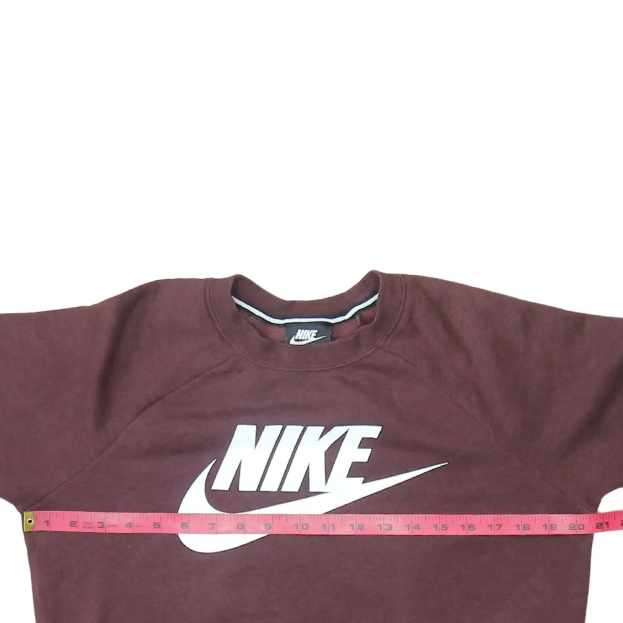 Nike Burgundy Red Sweatshirt Men's Small Printed Logo Crewneck Pullover Fleece Top sold by Vintage Club product image thumbnail 5