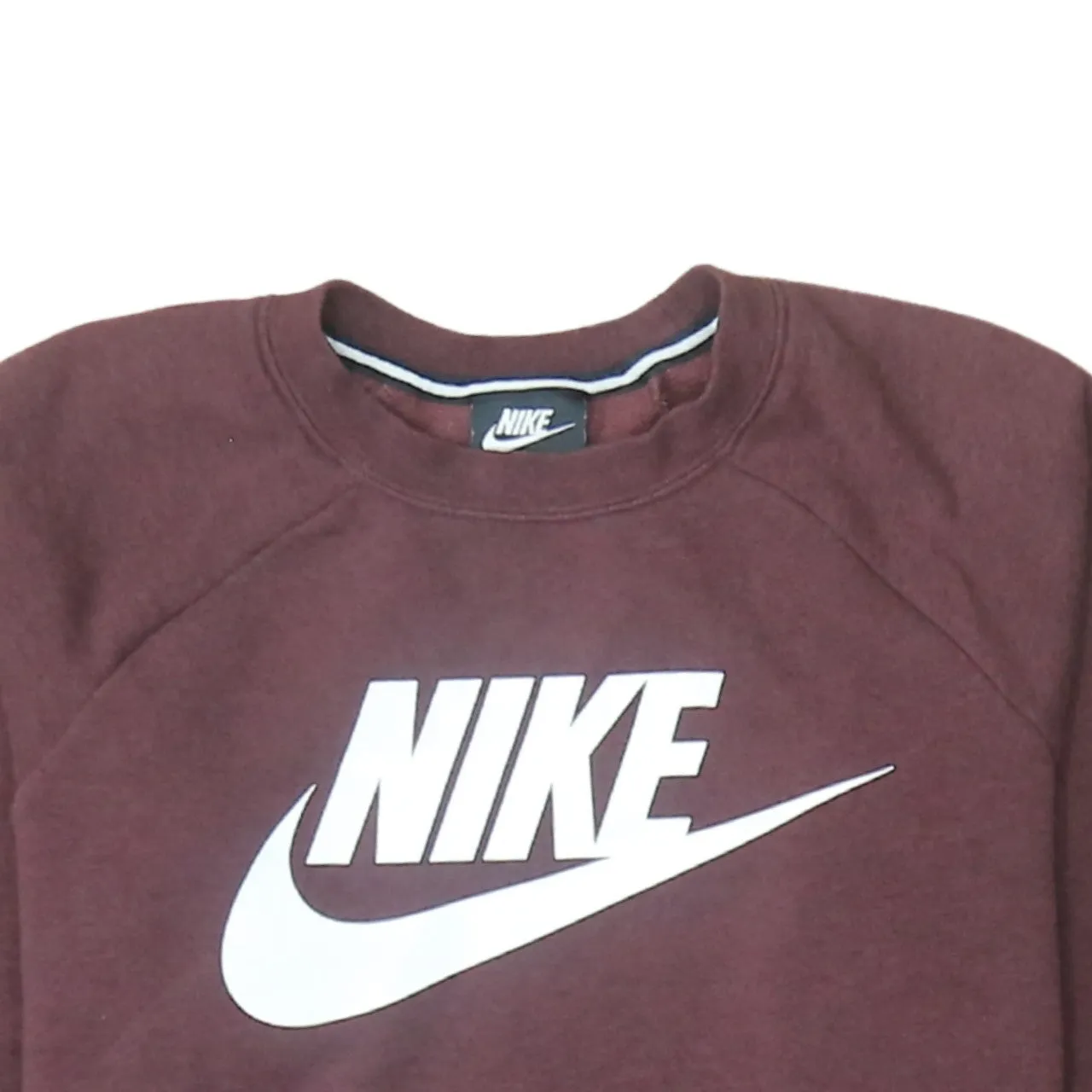 Nike Burgundy Red Sweatshirt Men's Small Printed Logo Crewneck Pullover Fleece Top sold by Vintage Club product image thumbnail 3