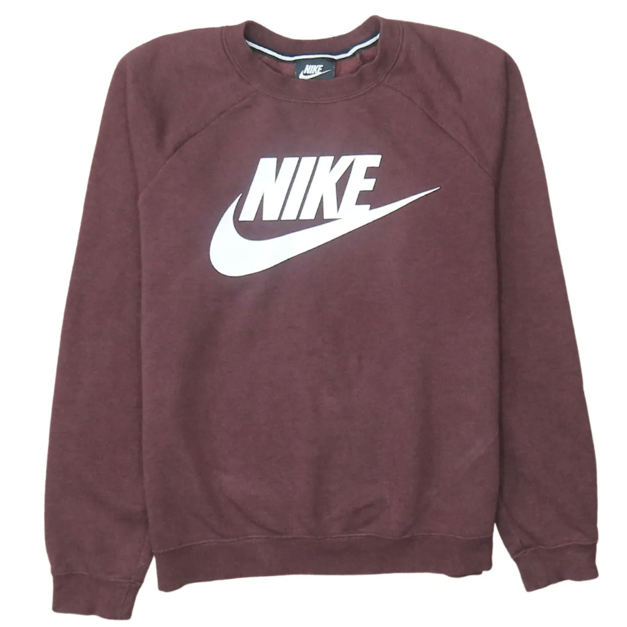 Nike Burgundy Red Sweatshirt Men's Small Printed Logo Crewneck Pullover Fleece Top sold by Vintage Club