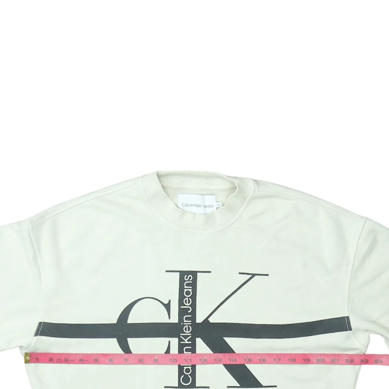 Calvin Klein Off White Sweatshirt Men's XXSmall Printed CK Logo Crewneck Pullover Jumper sold by Vintage Club product image thumbnail 5