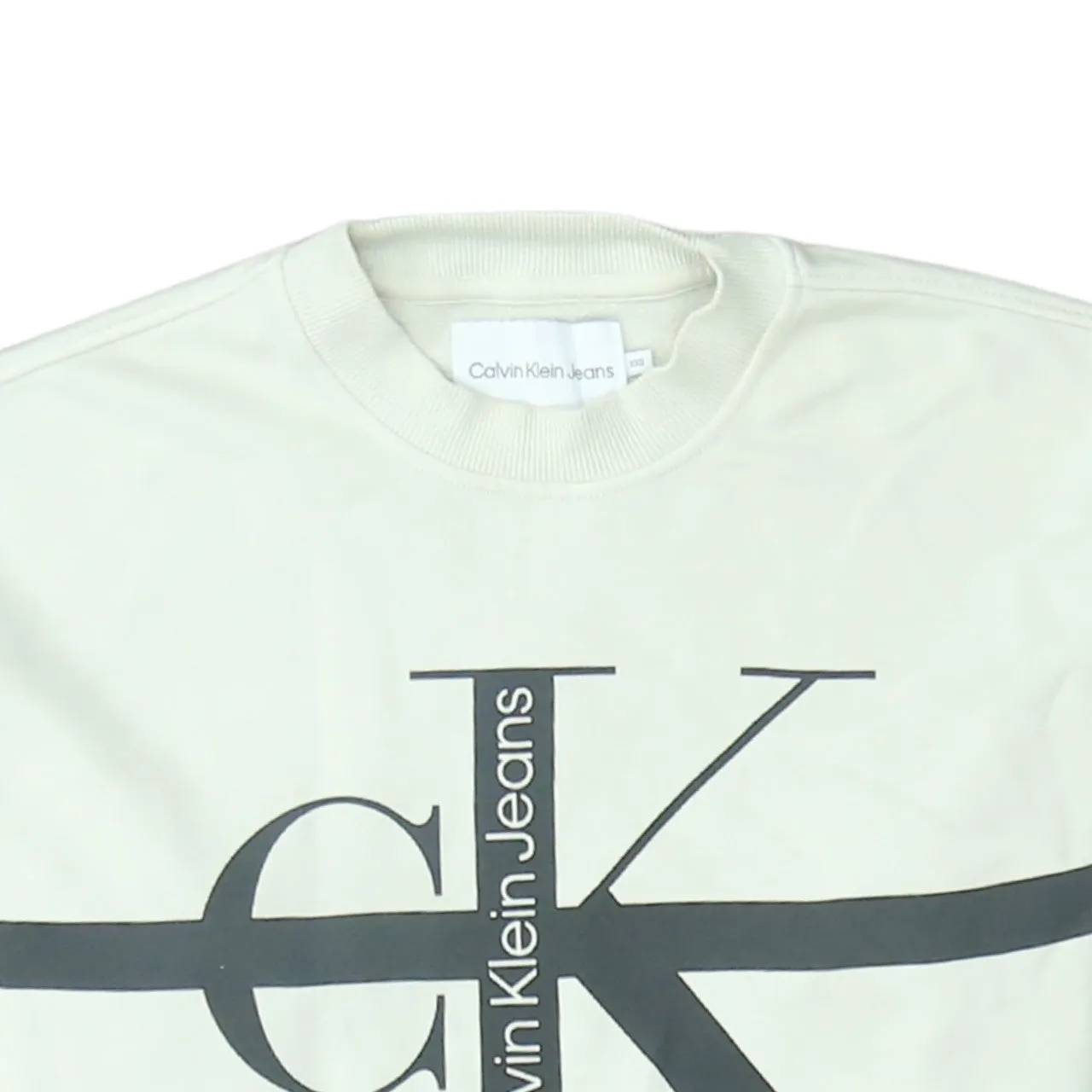 Calvin Klein Off White Sweatshirt Men's XXSmall Printed CK Logo Crewneck Pullover Jumper sold by Vintage Club product image thumbnail 3