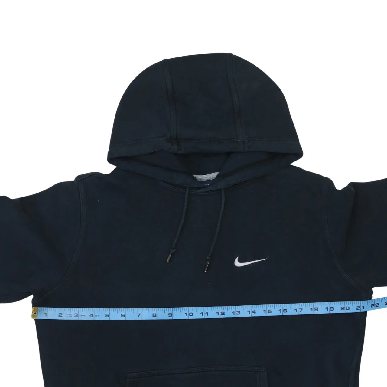 Nike Black Hoodie Women’s Medium Embroidered Swoosh Drawstring Hood Front Pocket Sweatshirt sold by Vintage Club product image thumbnail 5