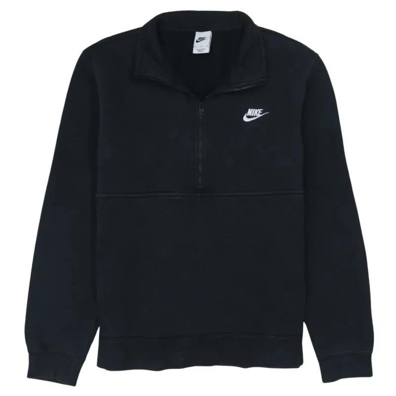 Nike Black Quarter Zip Sweatshirt Women's Medium Embroidered Swoosh Funnel Neck Pullover Top sold by Vintage Club