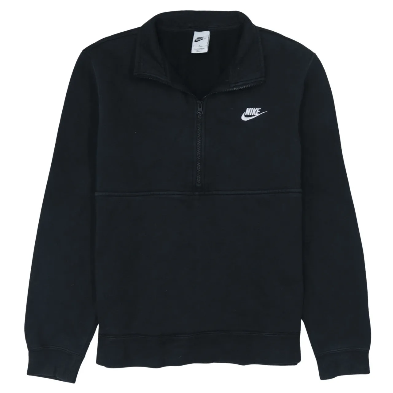 Nike Black Quarter Zip Sweatshirt Women's Medium Embroidered Swoosh Funnel Neck Pullover Top sold by Vintage Club