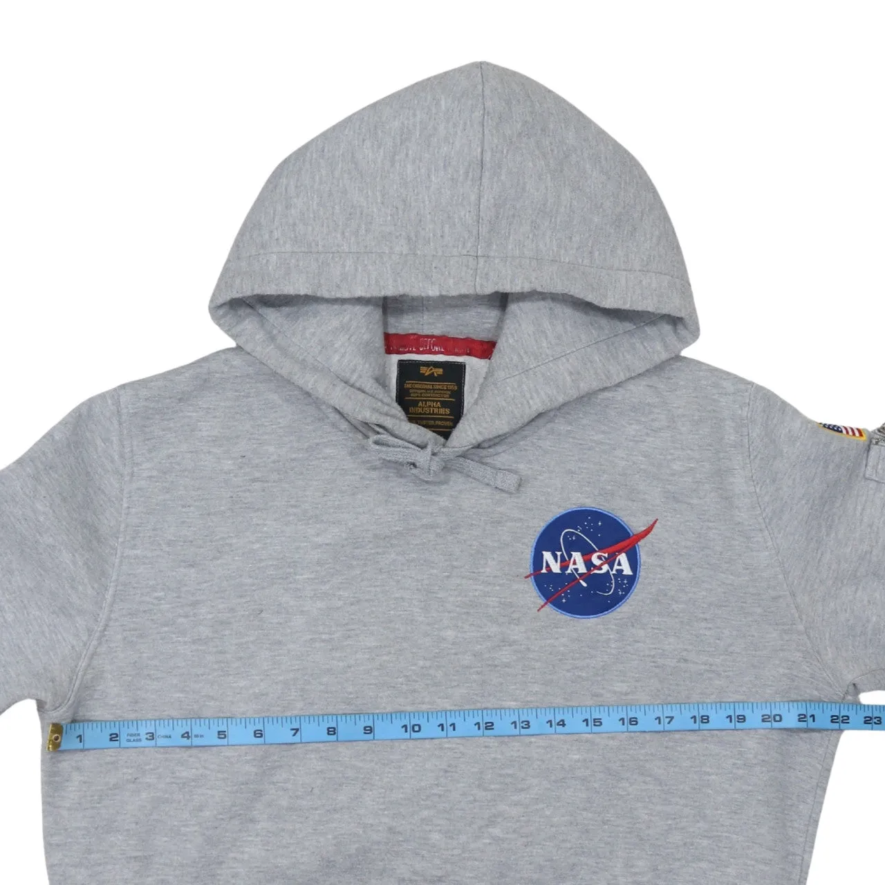 Alpha Industries Grey Hoodie Men’s Medium NASA Logo Space Shuttle Back Graphic Sweatshirt sold by Vintage Club product image thumbnail 5