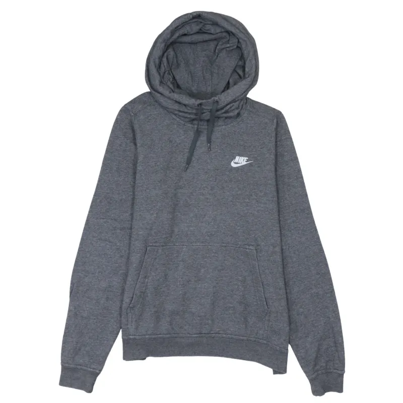 Nike Dark Grey Hoodie Men's Medium Printed Swoosh Logo Front Pocket Pullover Sweatshirt sold by Vintage Club