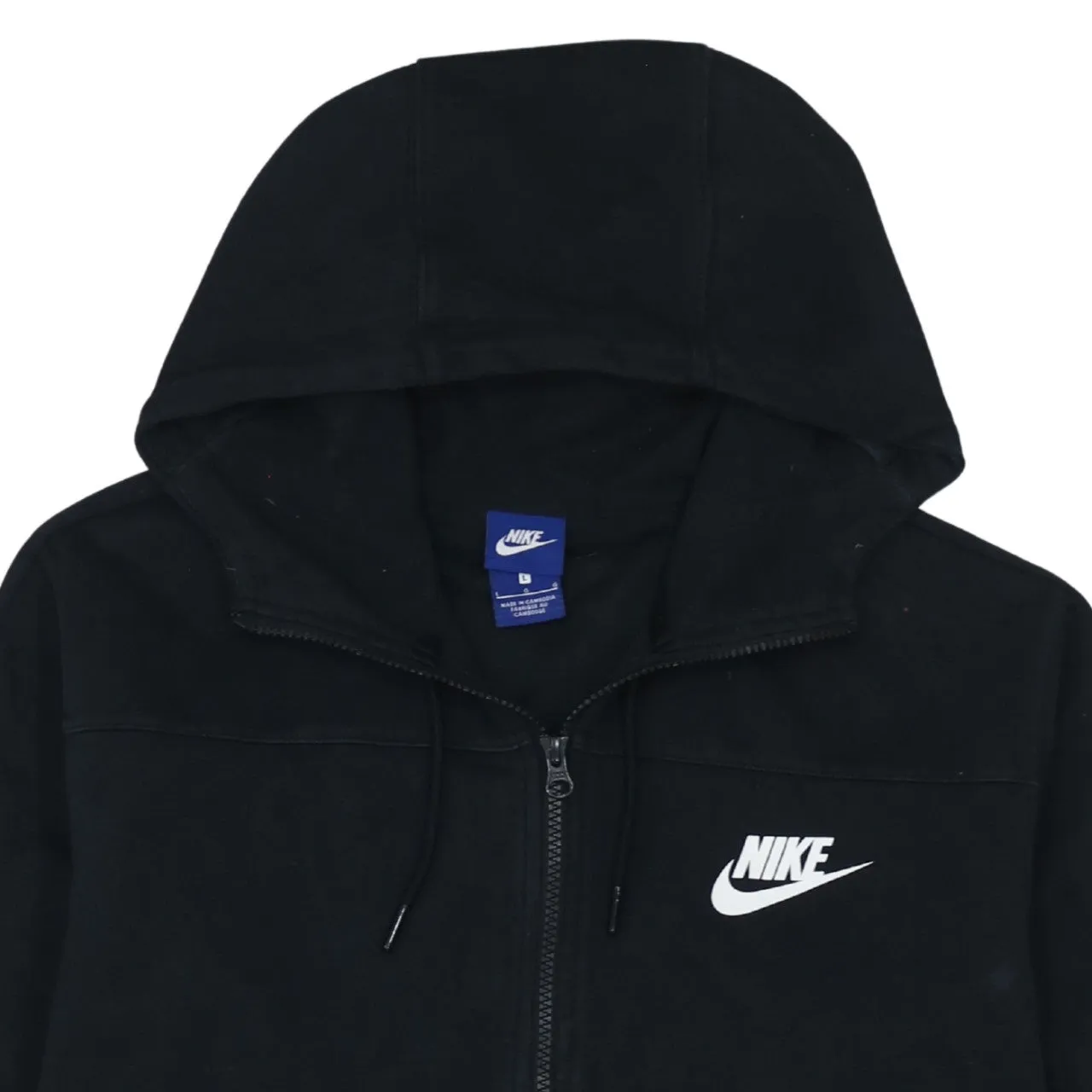 Nike Black Full Zip Hoodie Men's Large Printed Swoosh Logo Front Pockets Sweatshirt sold by Vintage Club product image thumbnail 3