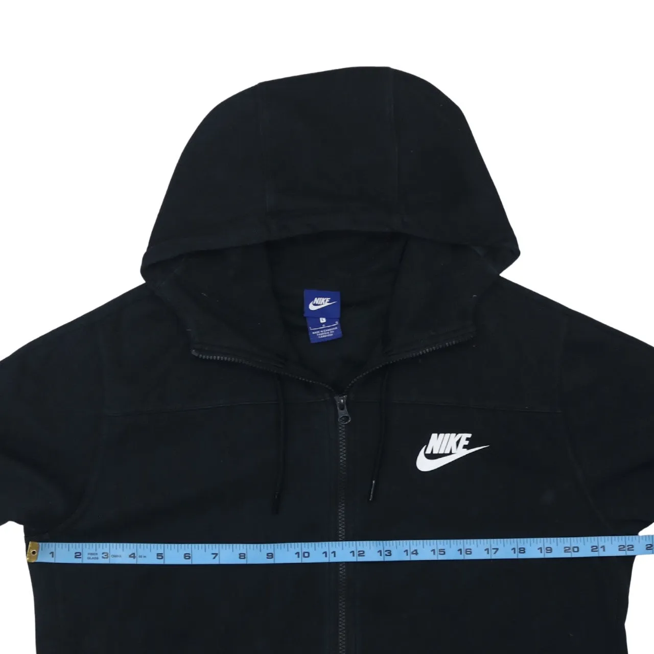 Nike Black Full Zip Hoodie Men's Large Printed Swoosh Logo Front Pockets Sweatshirt sold by Vintage Club product image thumbnail 5