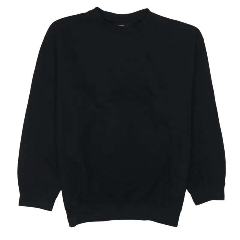 Dickies Black Sweatshirt Men’s Large Plain Crewneck Ribbed Cuffs Hem Pullover Fleece Top sold by Vintage Club