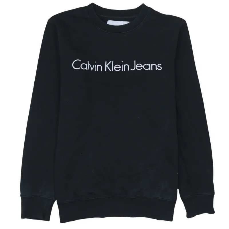 Calvin Klein Black Sweatshirt Men's Medium Printed Logo Crewneck Pullover Jumper made by Calvin Klein