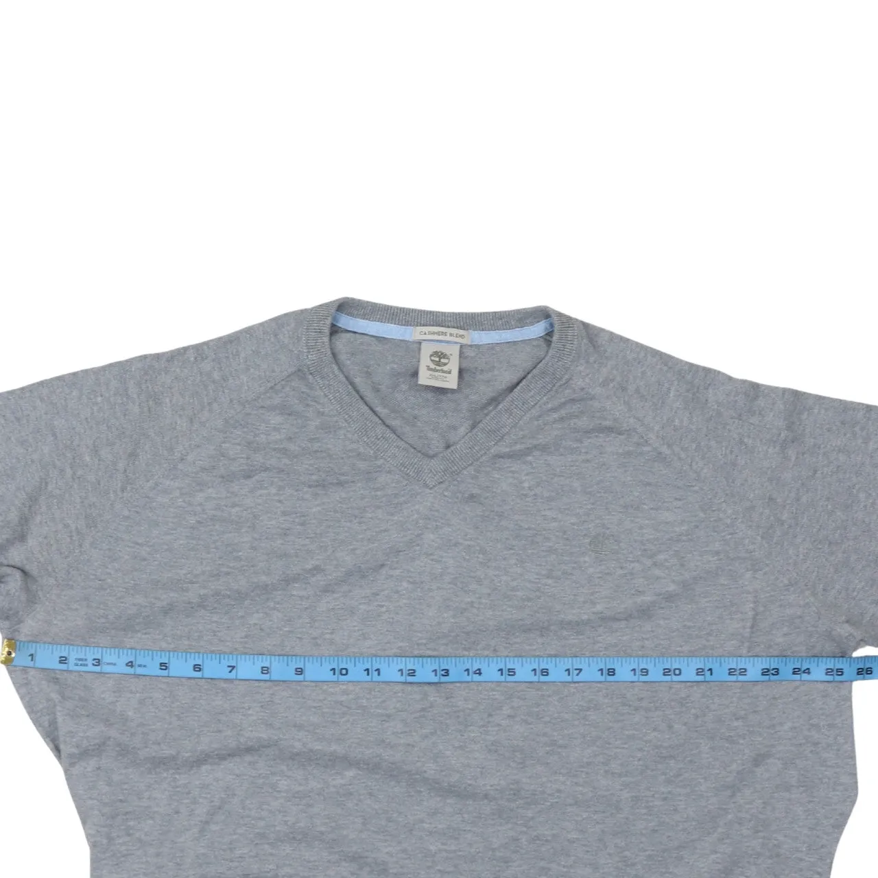 Timberland Grey V Neck Jumper Men’s XXLarge Subtle Chest Logo Lightweight Sweater Knit sold by Vintage Club product image thumbnail 5