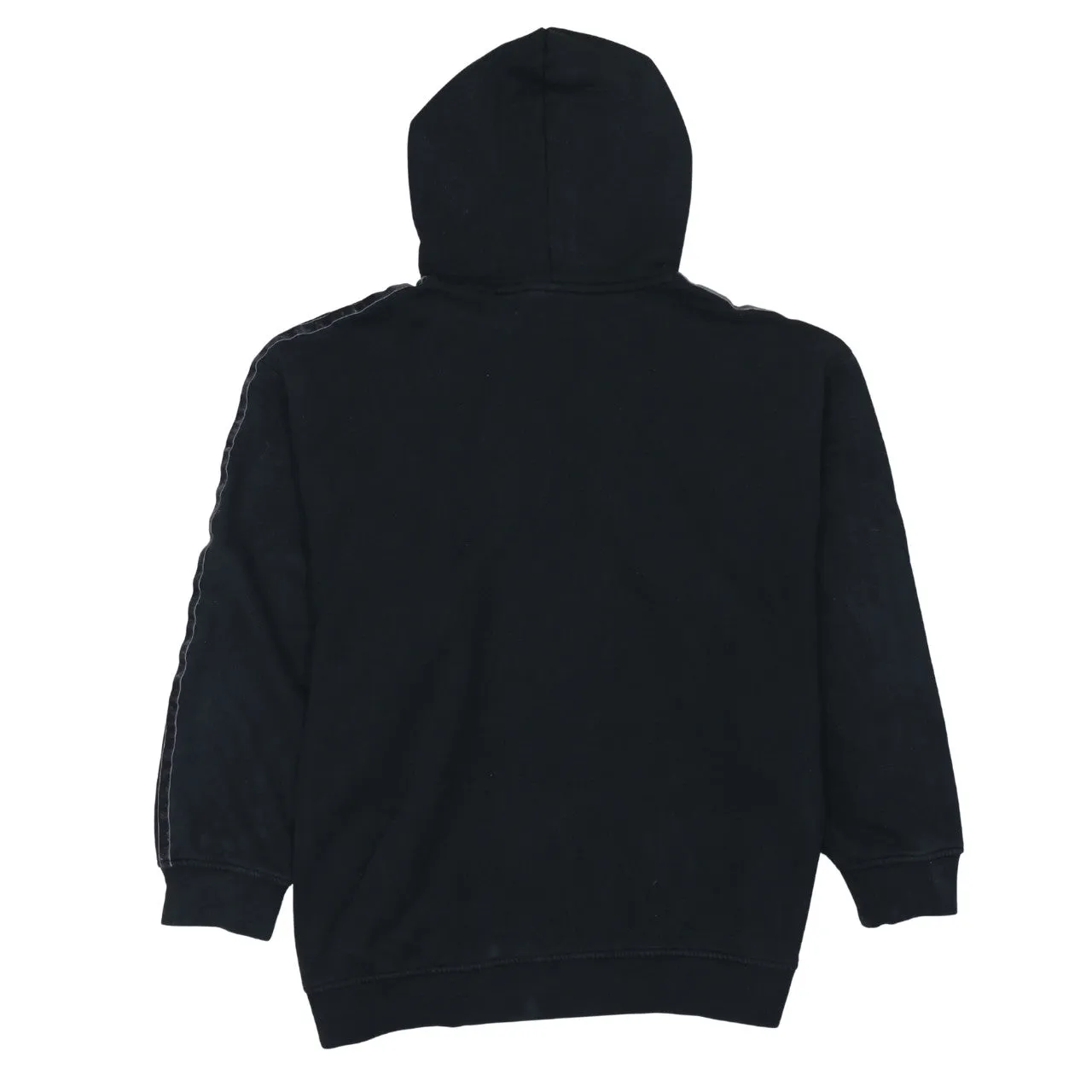 Adidas Black Hoodie Women’s Small Embroidered Trefoil Logo Three Stripe Sleeves Pullover Sweatshirt sold by Vintage Club product image thumbnail 2