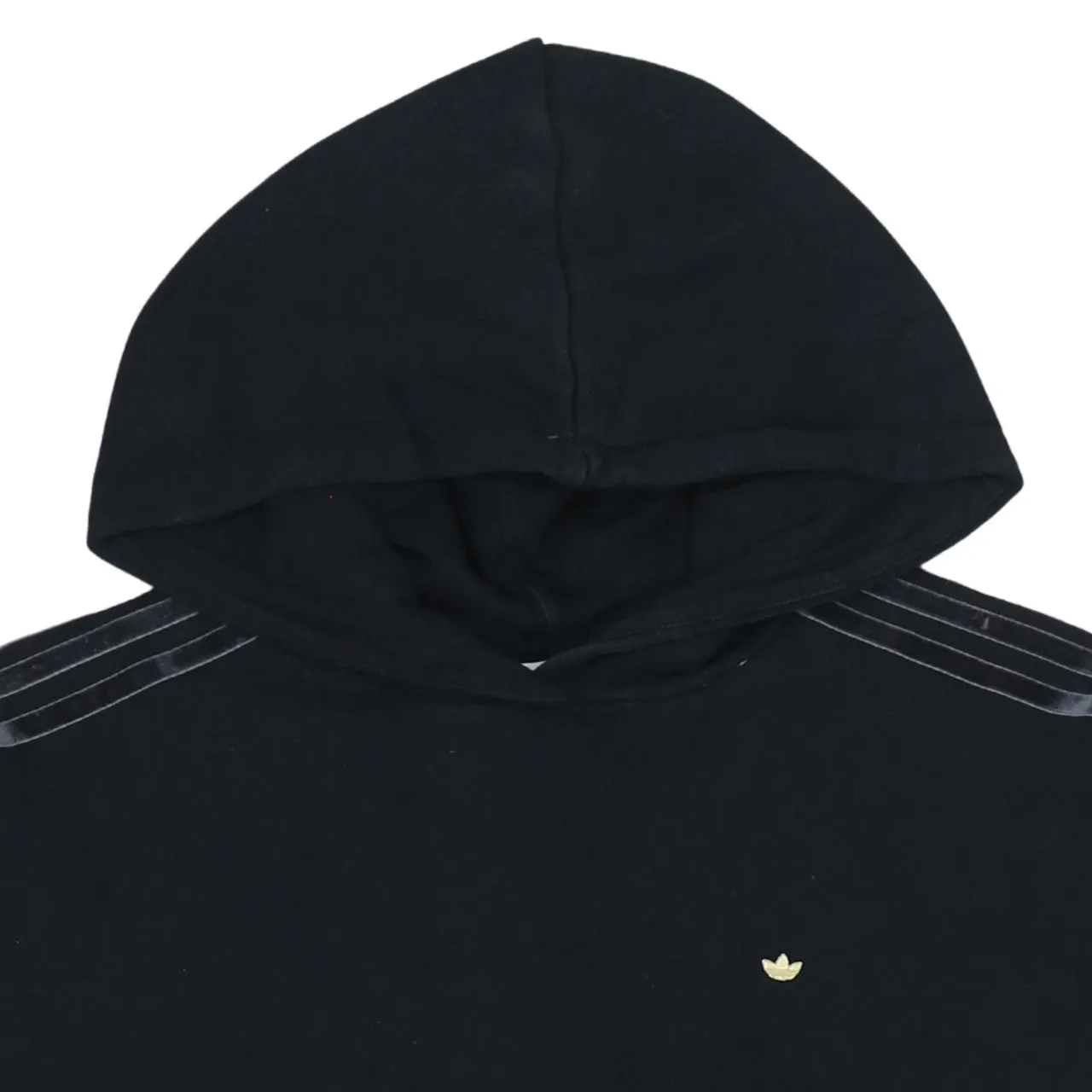 Adidas Black Hoodie Women’s Small Embroidered Trefoil Logo Three Stripe Sleeves Pullover Sweatshirt sold by Vintage Club product image thumbnail 3