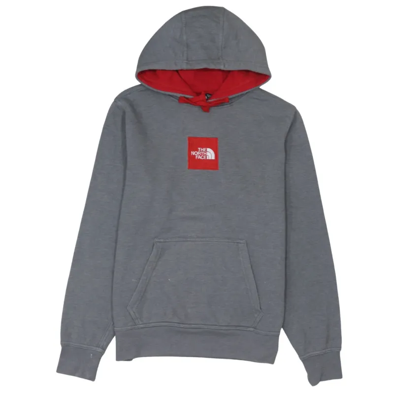 The North Face Grey Hoodie Men's Medium Red Logo Patch Fleece Lined Pullover Sweatshirt sold by Vintage Club