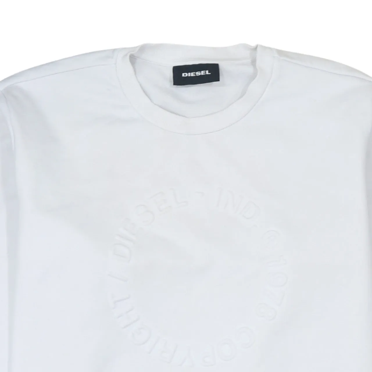 Diesel White Sweatshirt Men's XLarge Embossed Circular Logo Crewneck Pullover Top sold by Vintage Club product image thumbnail 3