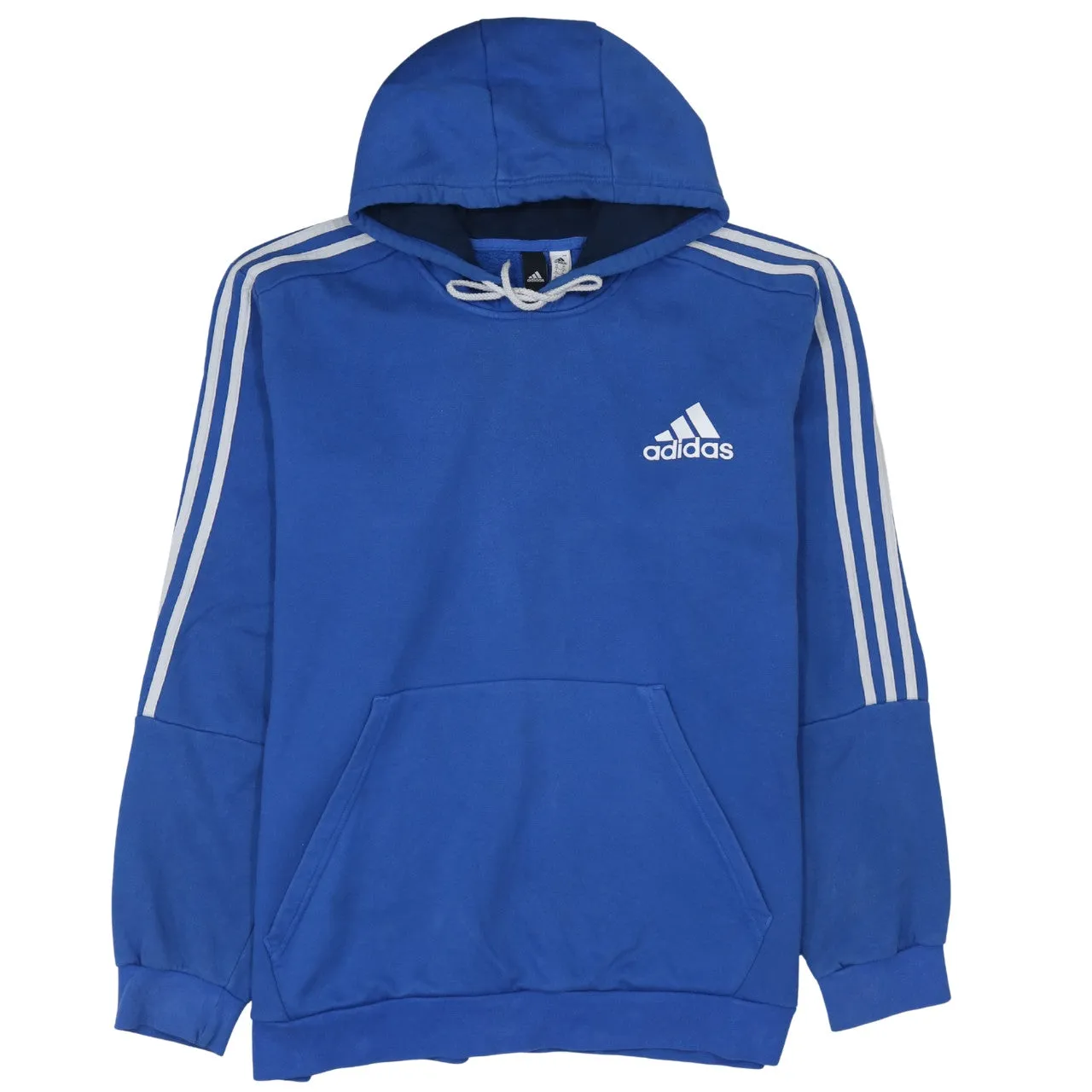 Adidas Royal Blue Hoodie Women’s XXLarge Embroidered Logo Three Stripe Sleeves Pullover Sweatshirt sold by Vintage Club