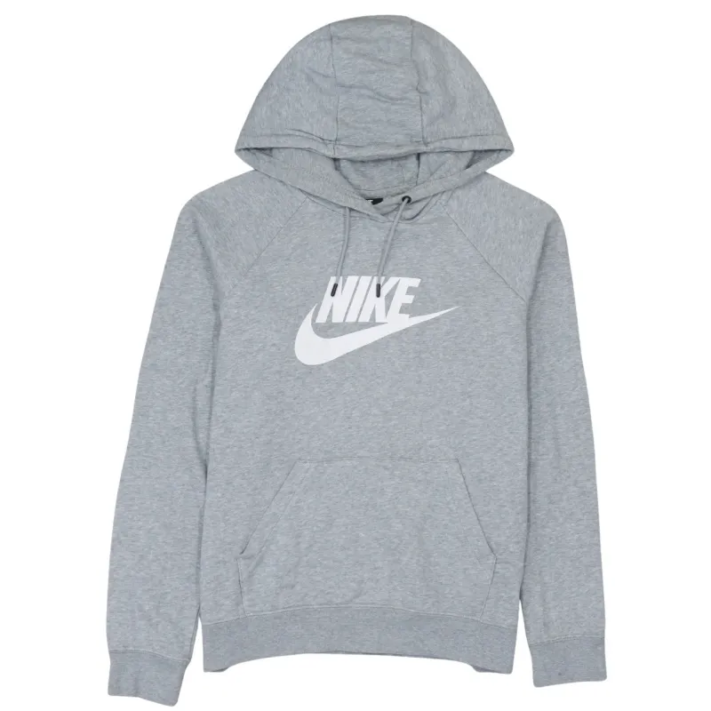 Nike Grey Pullover Hoodie Men’s Medium Printed Swoosh Logo Front Pouch Sweatshirt made by Nike
