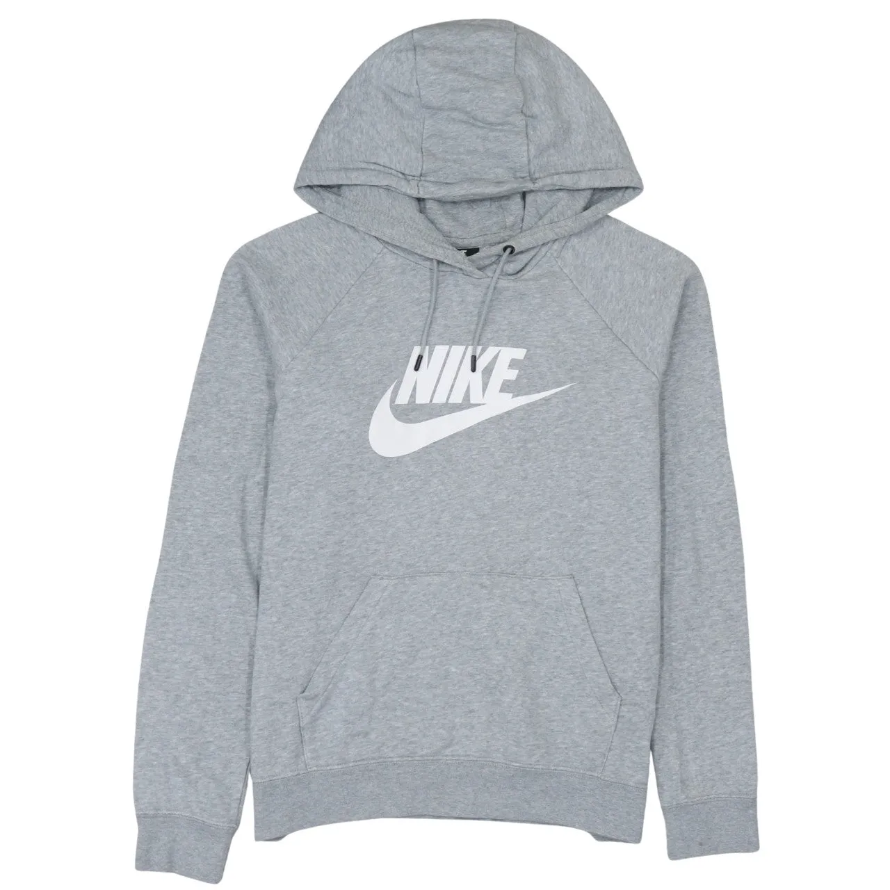 Nike Grey Pullover Hoodie Men’s Medium Printed Swoosh Logo Front Pouch Sweatshirt sold by Vintage Club