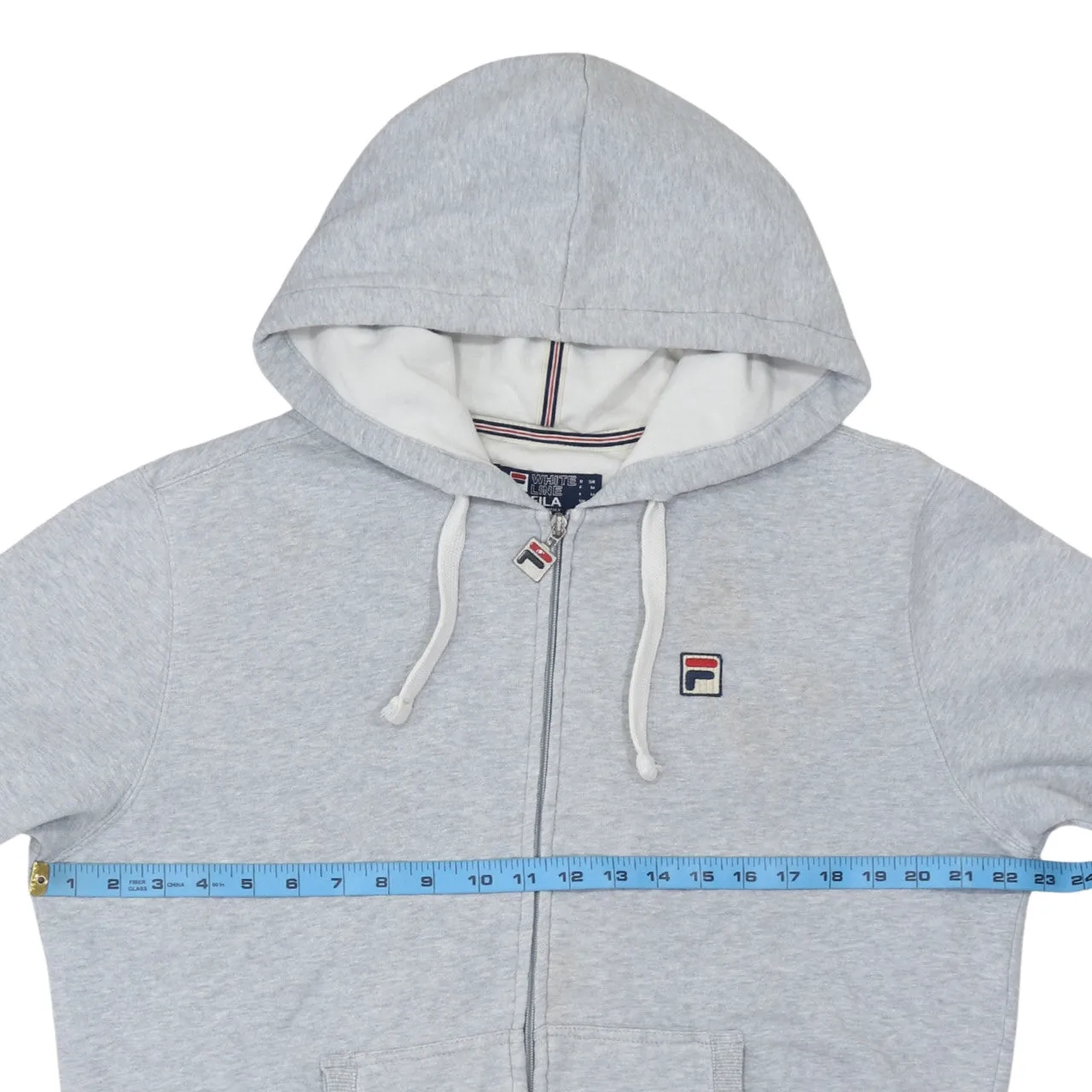 Fila Light Grey Zip Hoodie Men's Medium Embroidered Chest Logo Split Pockets Sweatshirt sold by Vintage Club product image thumbnail 5