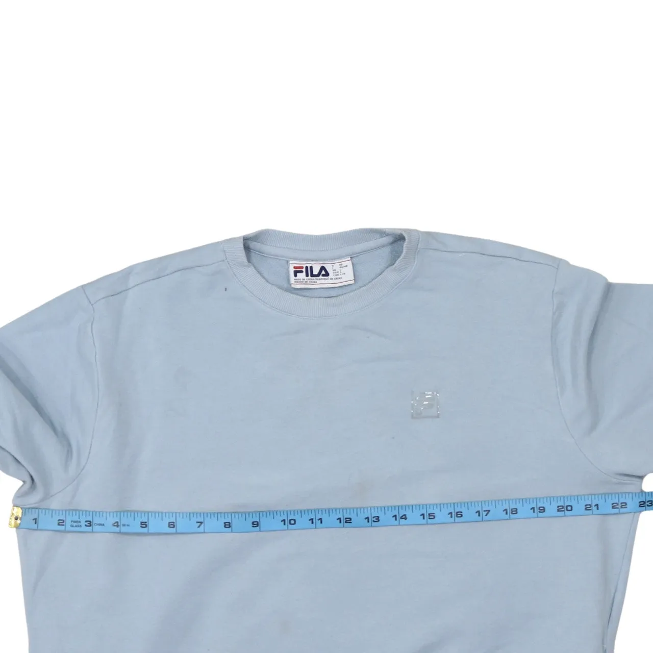 Fila Light Blue Sweatshirt Women’s Large Embroidered Chest Logo Ribbed Cuffs Pullover Top sold by Vintage Club product image thumbnail 5