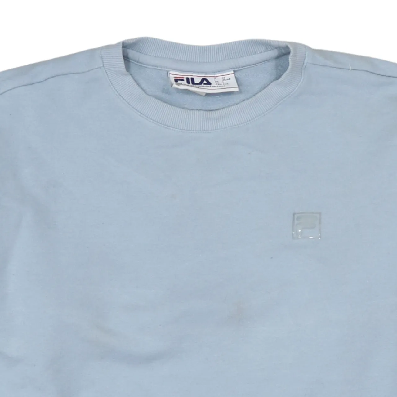 Fila Light Blue Sweatshirt Women’s Large Embroidered Chest Logo Ribbed Cuffs Pullover Top sold by Vintage Club product image thumbnail 3