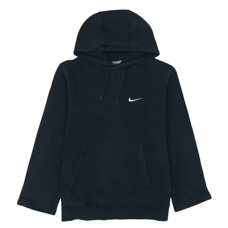 Nike Black Hoodie Men's Medium Embroidered Swoosh Drawstring Hood Front Pocket Pullover Sweatshirt sold by Vintage Club