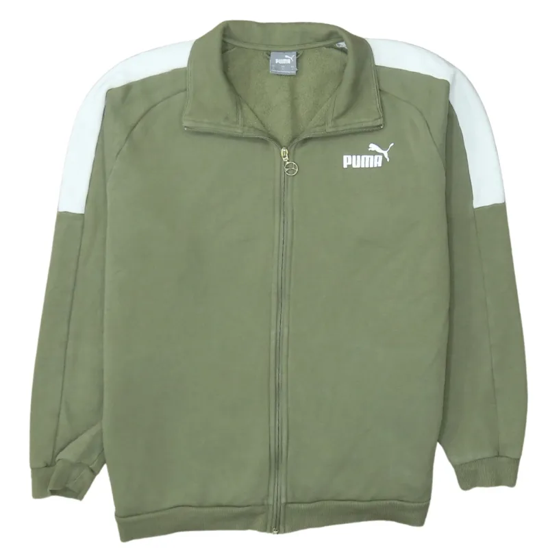 Puma Olive Green Track Jacket Men's Large White Shoulder Stripes Full Zip Sweatshirt Top sold by Vintage Club