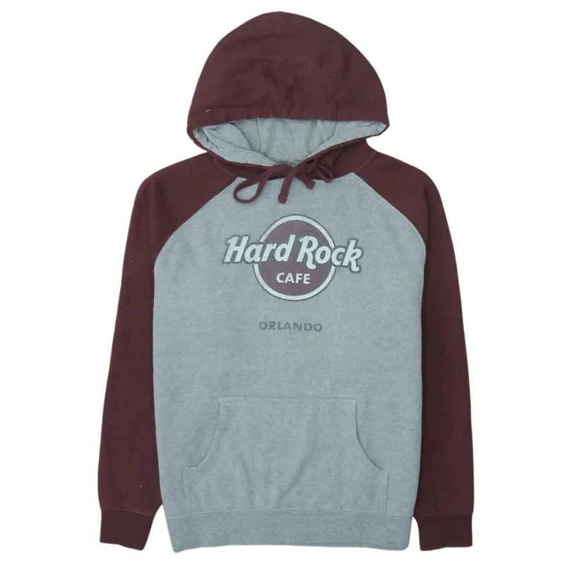Hard Rock Cafe Grey Burgundy Hoodie Men's Small Printed Orlando Logo Pullover Sweatshirt sold by Vintage Club