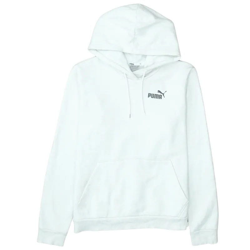 Puma White Hoodie Women’s Medium Printed Logo Front Pocket Pullover Sweatshirt made by Puma