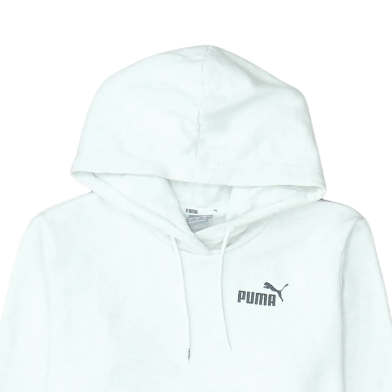 Puma White Hoodie Women’s Medium Printed Logo Front Pocket Pullover Sweatshirt sold by Vintage Club product image thumbnail 3
