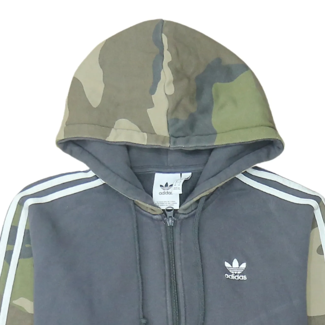Adidas Grey Camo Full Zip Hoodie Men's Medium Trefoil Embroidered Logo Three Stripe Top sold by Vintage Club product image thumbnail 3