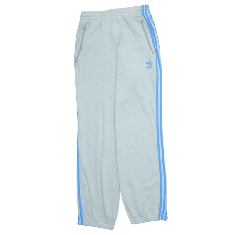 Adidas Light Grey Joggers Men’s Small Blue Three Stripe Zip Pockets Track Pants sold by Vintage Club