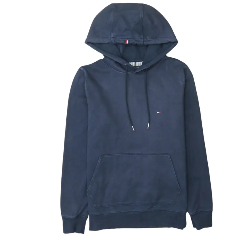 Tommy Hilfiger Navy Blue Hoodie Men's Small Embroidered Flag Logo Front Pocket Pullover Sweatshirt sold by Vintage Club