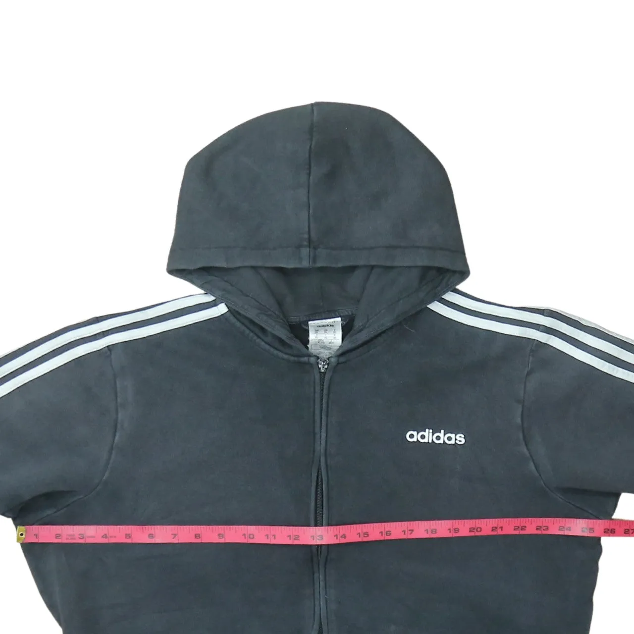 Adidas Black Hoodie Men's XLarge Full Zip Three Stripe Sleeves Embroidered Logo Top sold by Vintage Club product image thumbnail 5