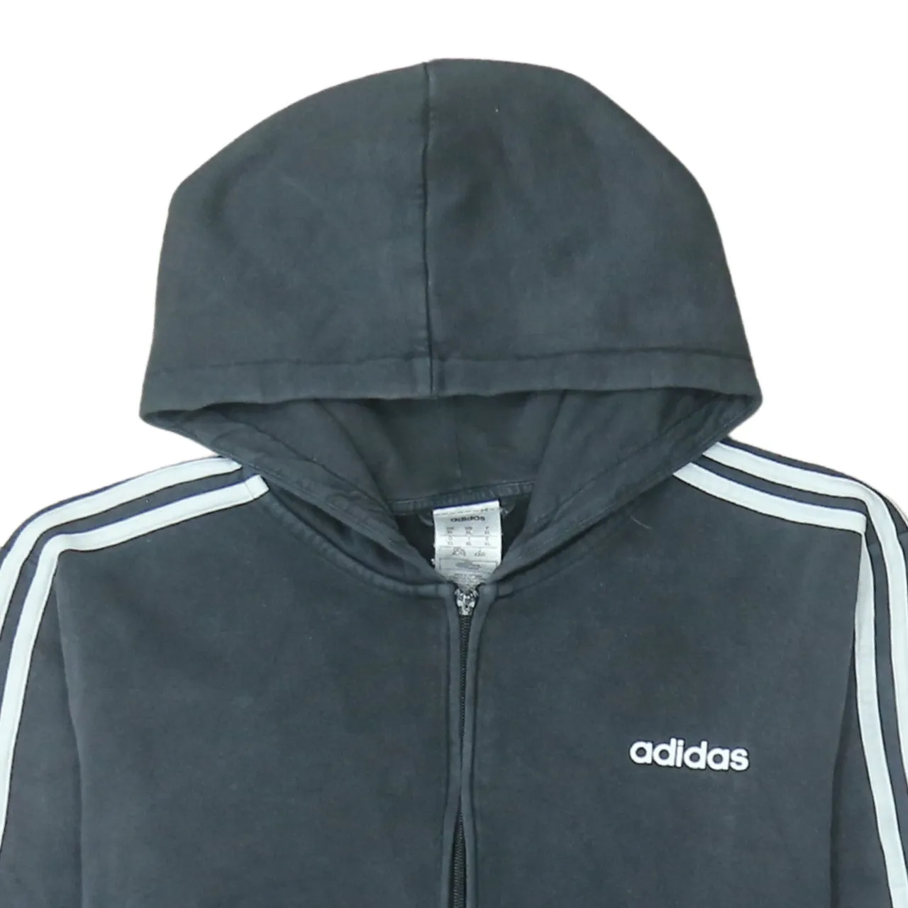 Adidas Black Hoodie Men's XLarge Full Zip Three Stripe Sleeves Embroidered Logo Top sold by Vintage Club product image thumbnail 3