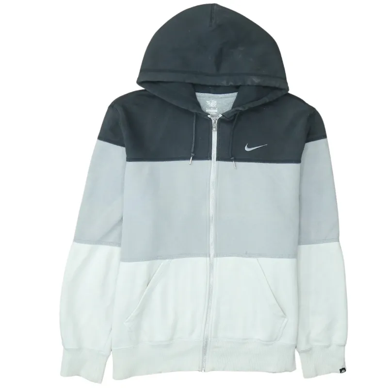 Nike Grey Colour Block Full Zip Hoodie Men’s XLarge Embroidered Swoosh Pockets Sweatshirt made by Nike