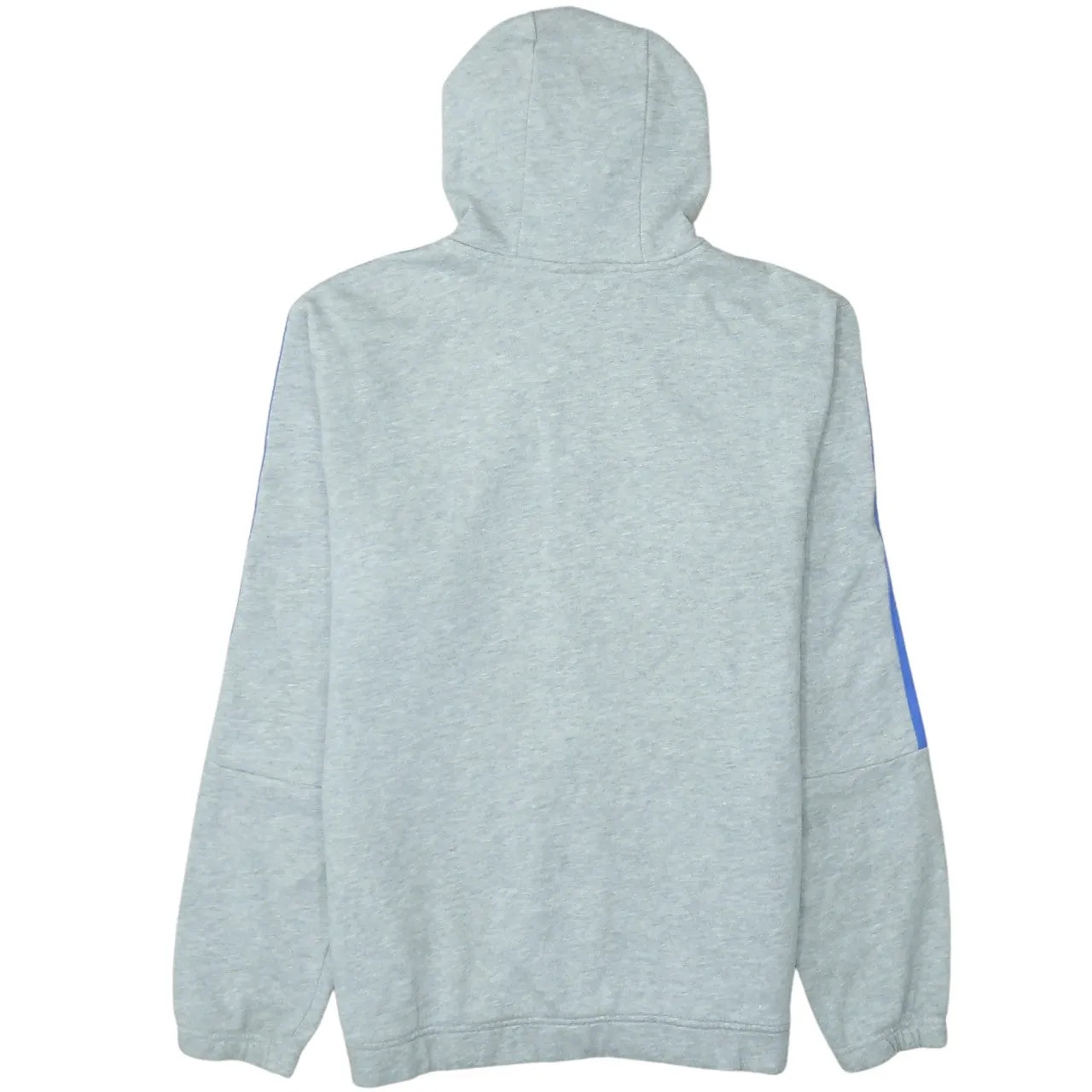 Adidas Light Grey Hoodie Men's Medium Full Zip Blue Three Stripe Embroidered Logo Top sold by Vintage Club product image thumbnail 2