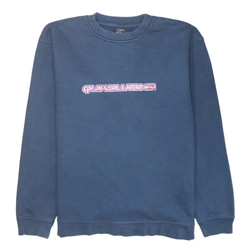 Quiksilver Navy Blue Sweatshirt Men's XLarge Printed Logo Surf Graphic Pullover Jumper sold by Vintage Club