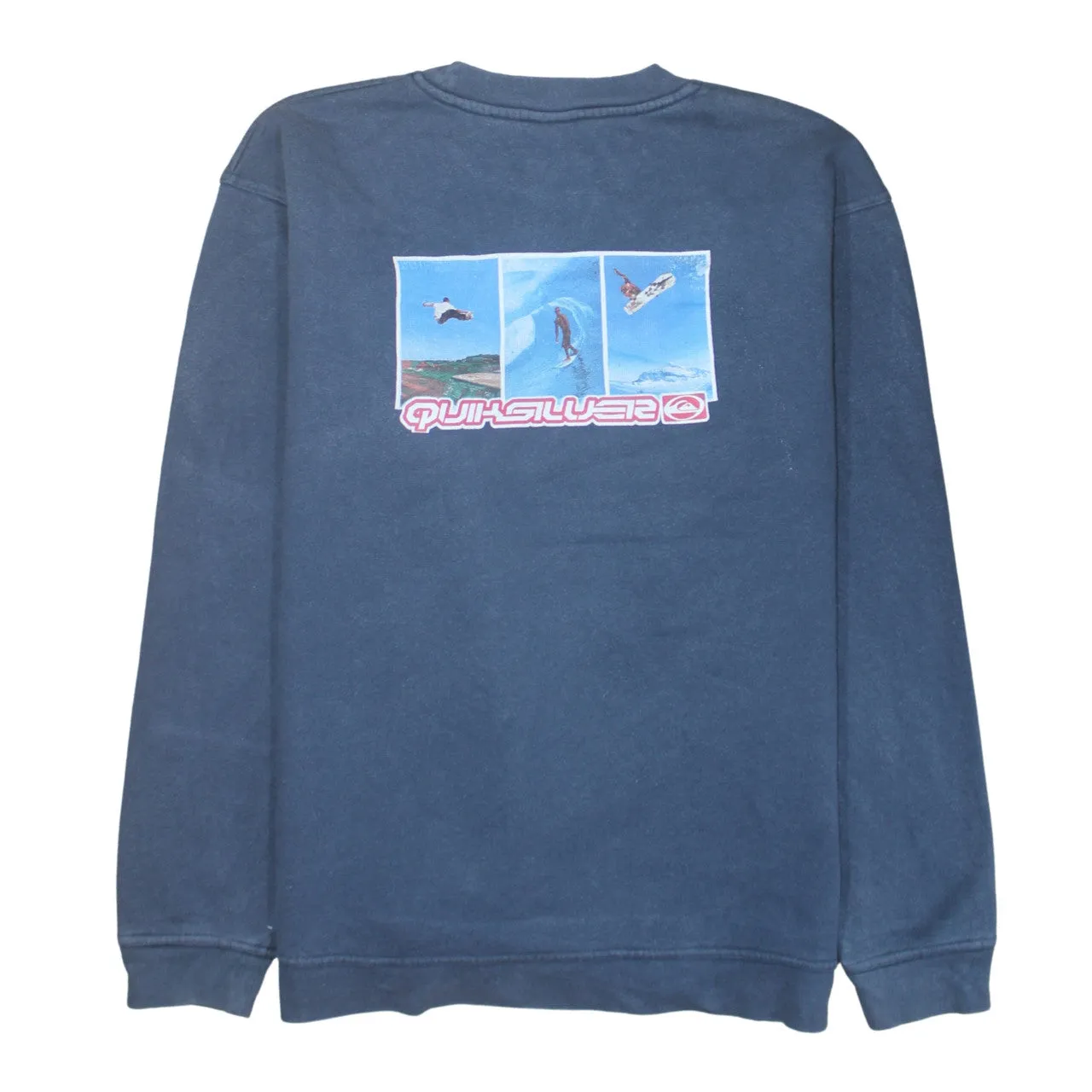 Quiksilver Navy Blue Sweatshirt Men's XLarge Printed Logo Surf Graphic Pullover Jumper sold by Vintage Club product image thumbnail 2