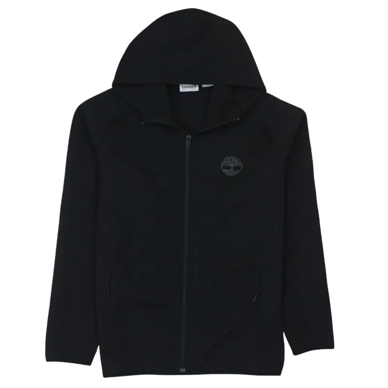 Timberland Black Full Zip Hoodie Men's Medium Embroidered Chest Logo Zip Pockets Sweatshirt made by Timberland
