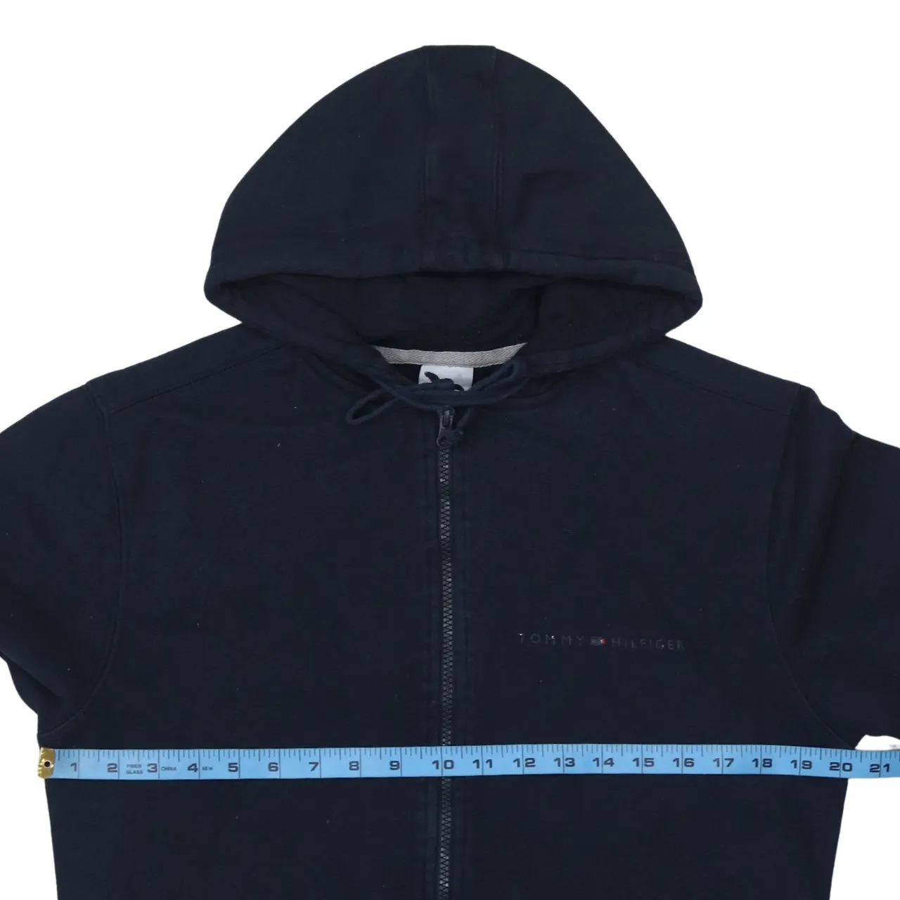 Tommy Hilfiger Navy Blue Zip Hoodie Women's Medium Embroidered Chest Logo Front Pockets Sweatshirt sold by Vintage Club product image thumbnail 5