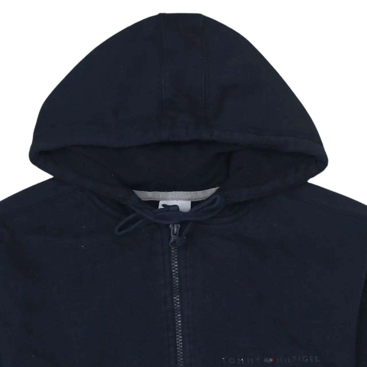 Tommy Hilfiger Navy Blue Zip Hoodie Women's Medium Embroidered Chest Logo Front Pockets Sweatshirt sold by Vintage Club product image thumbnail 3
