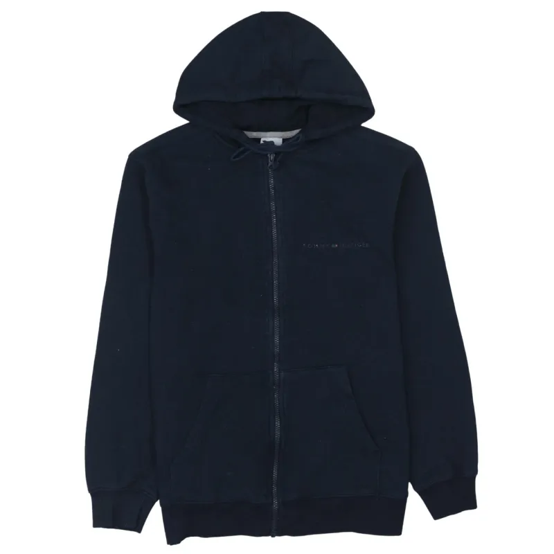 Tommy Hilfiger Navy Blue Zip Hoodie Women's Medium Embroidered Chest Logo Front Pockets Sweatshirt made by Tommy Hilfiger