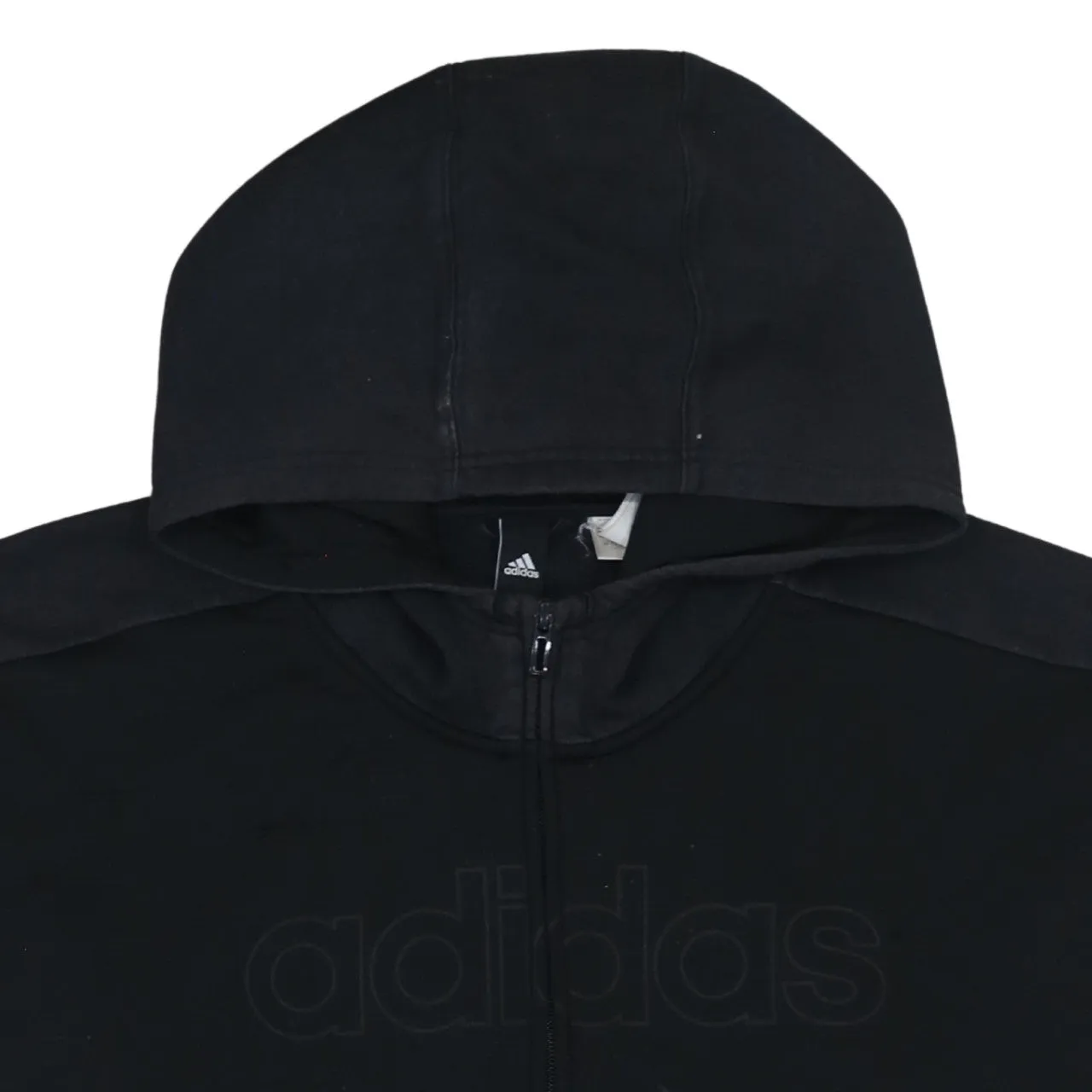 Adidas Black Hoodie Women’s XLarge Full Zip Three Stripe Sleeves Embossed Logo Sweatshirt sold by Vintage Club product image thumbnail 3