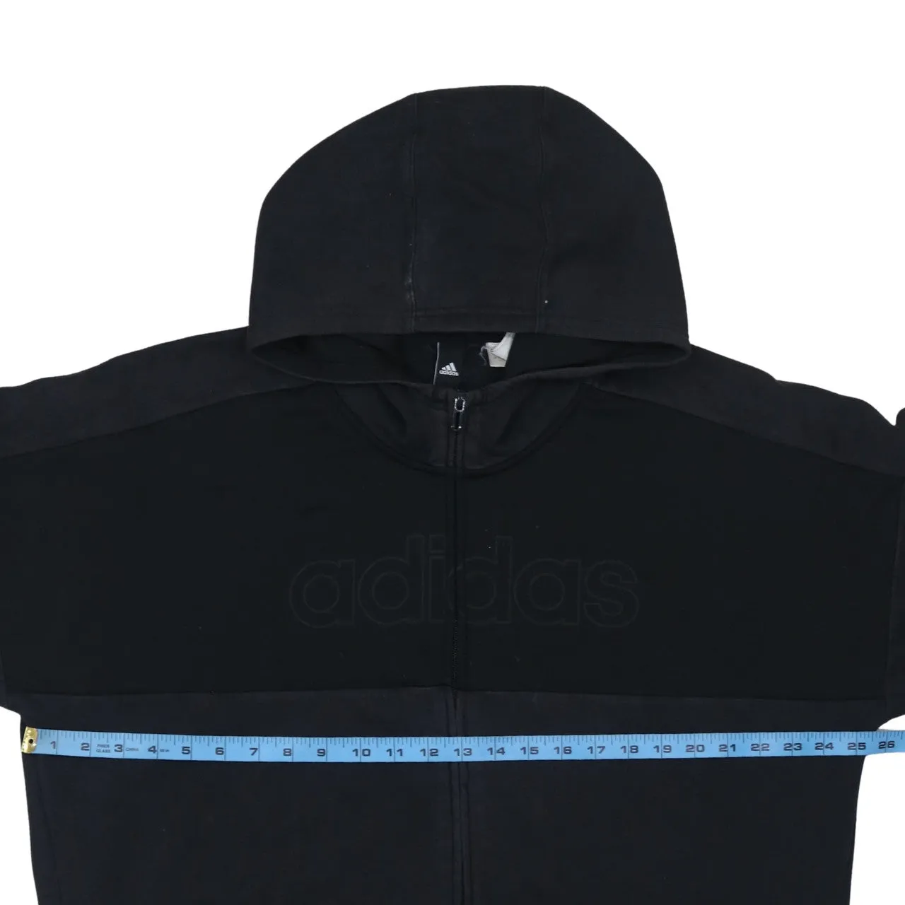 Adidas Black Hoodie Women’s XLarge Full Zip Three Stripe Sleeves Embossed Logo Sweatshirt sold by Vintage Club product image thumbnail 5