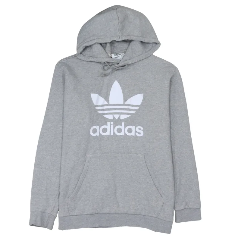 Adidas Grey Hoodie Men’s XLarge Printed Trefoil Logo Front Pocket Pullover Sweatshirt sold by Vintage Club